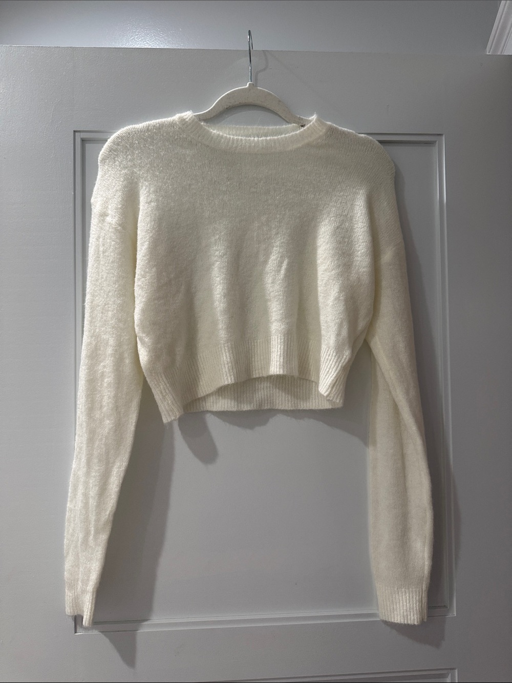 Blush Cream Cropped Crew Sweater